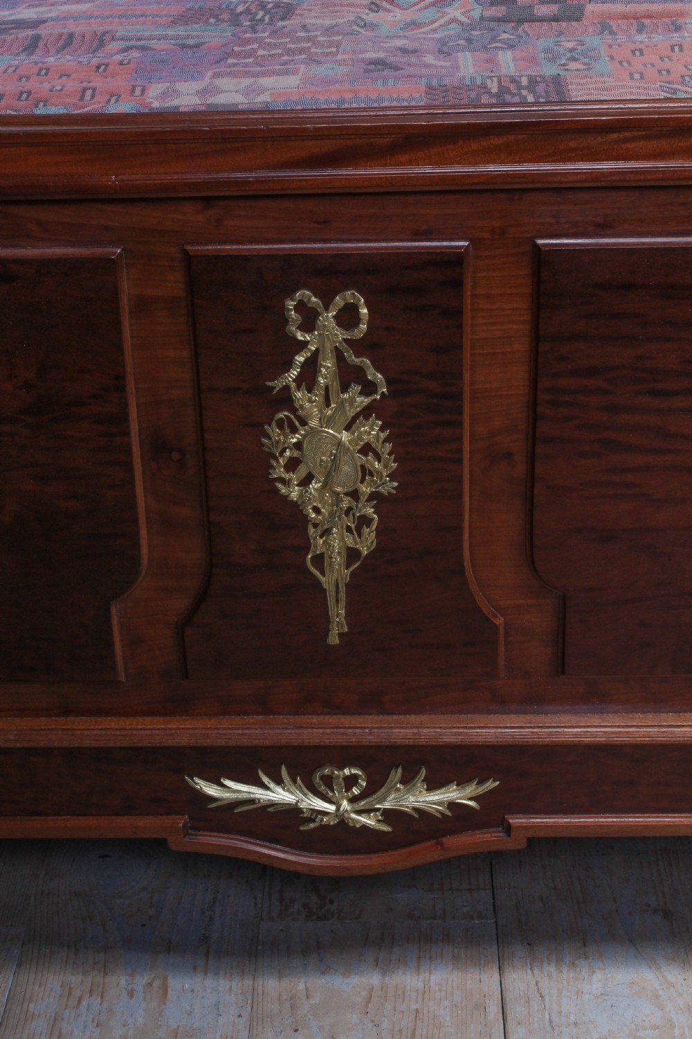 Striking French mahogany king size bed with gilded mounts View IV
