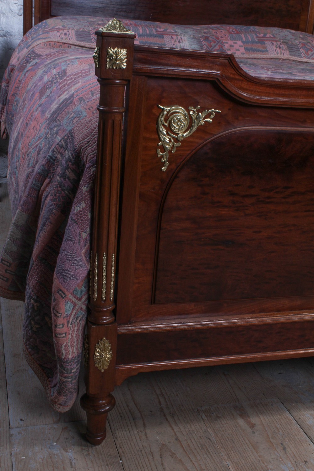 Striking French mahogany king size bed with gilded mounts View VII