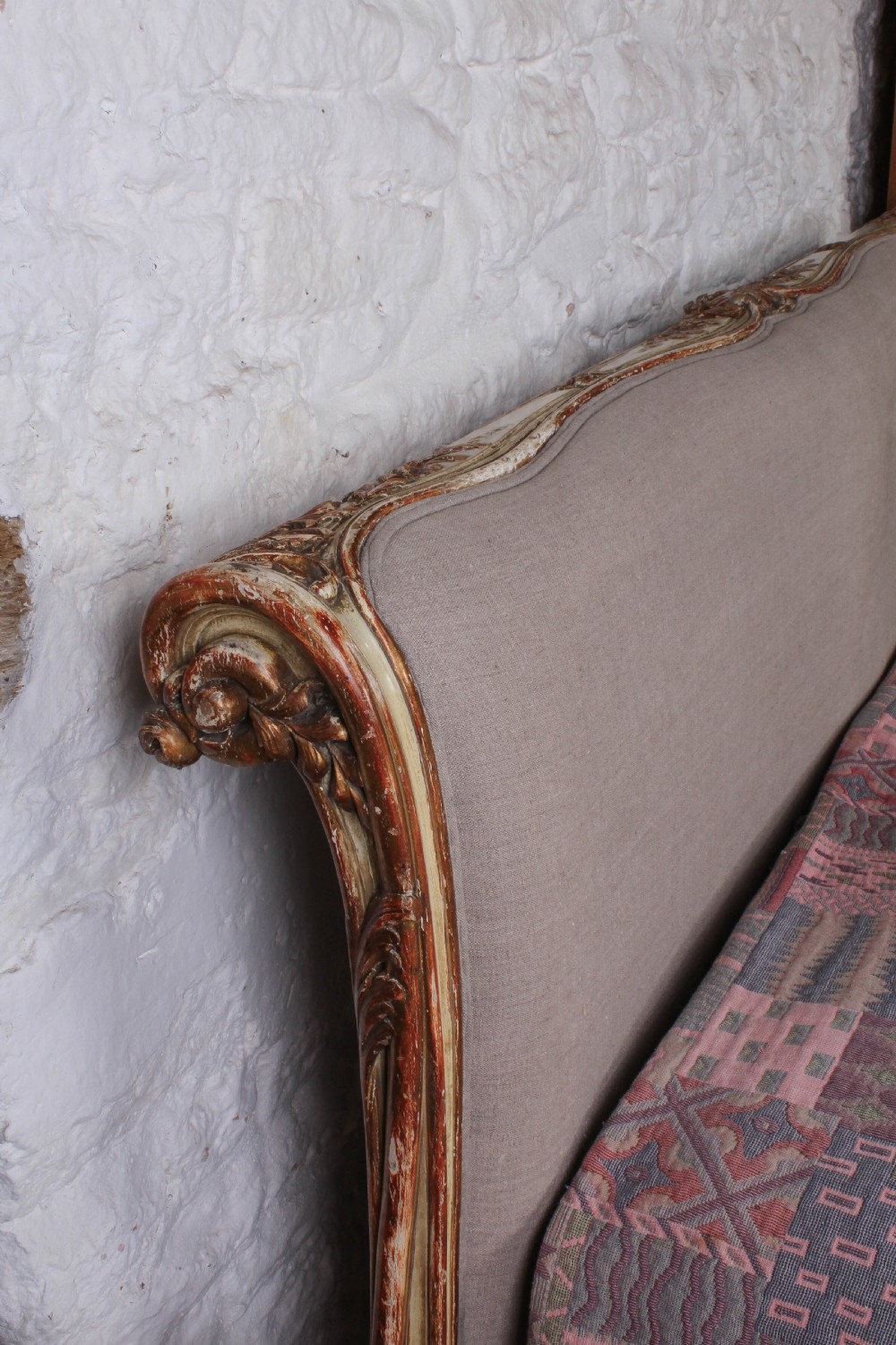 Exceptional rare early Louis XV scroll top king size bed View VIII