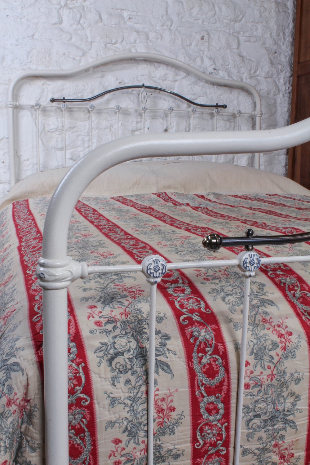 Lovely French 5Ft king size iron and brass bed  View V