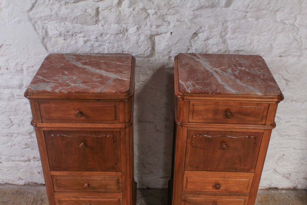 Very nice pair of French cherry bedside cabinets View II