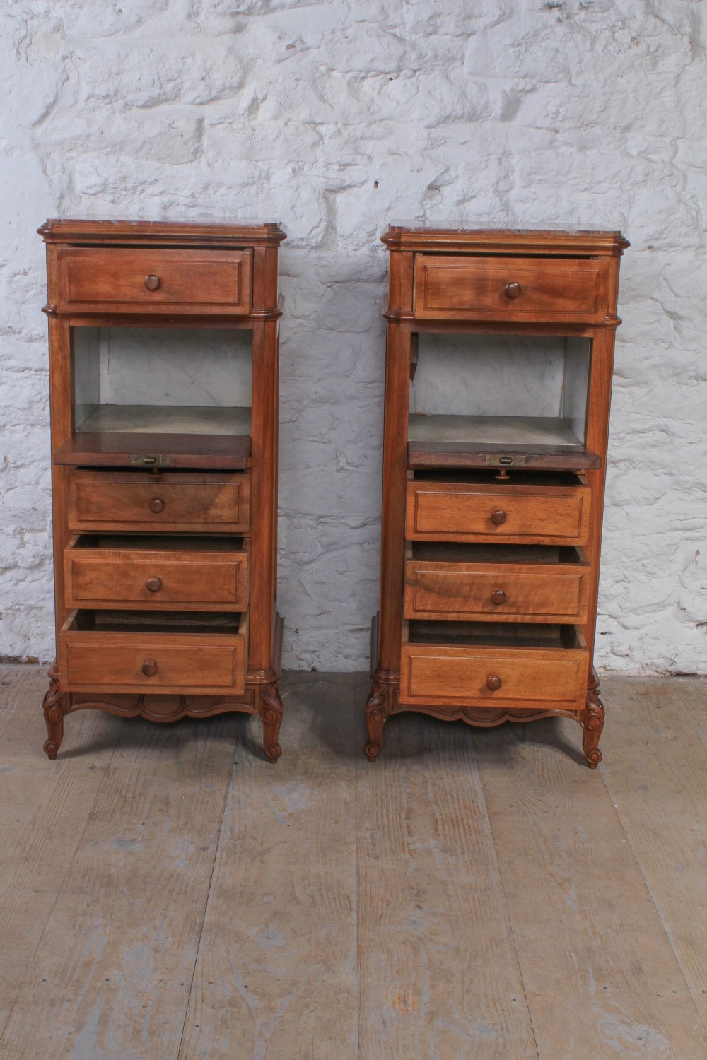 Very nice pair of French cherry bedside cabinets View V