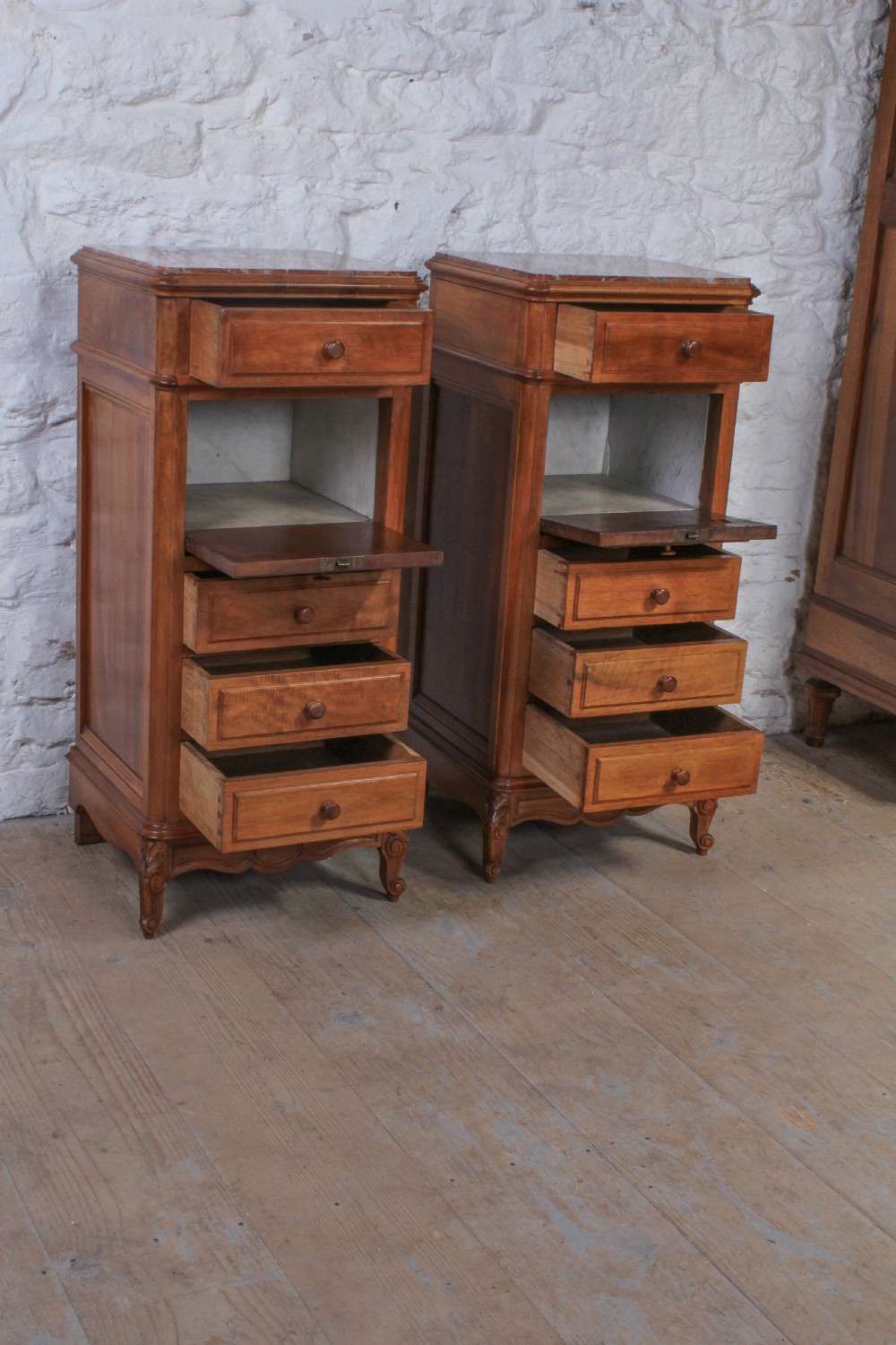 Very nice pair of French cherry bedside cabinets View VI