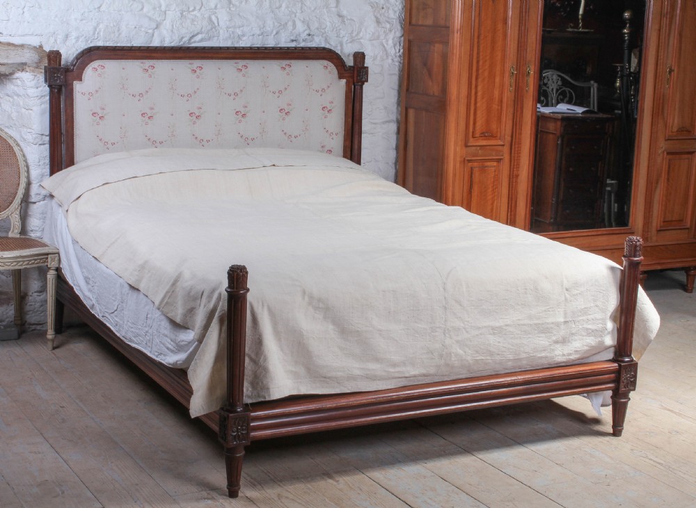 French mahogany  frame newly upholstered king size bed