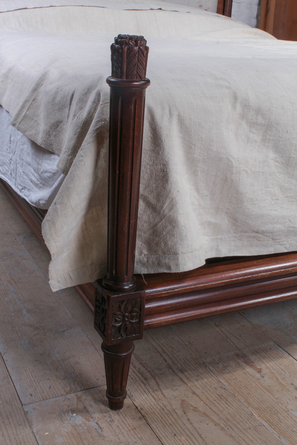 French mahogany  frame newly upholstered king size bed View II