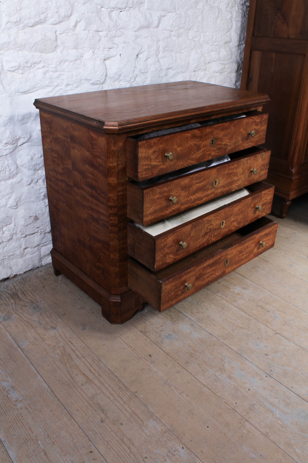 Lovely figured ash French chest of drawers View IV