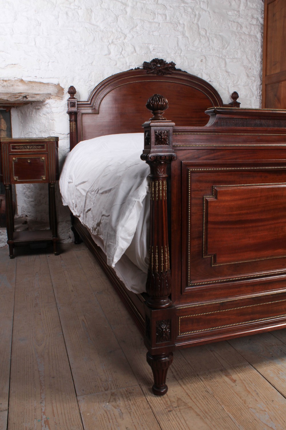 Fabulous quality solid mahogany king size bed made in Paris View III