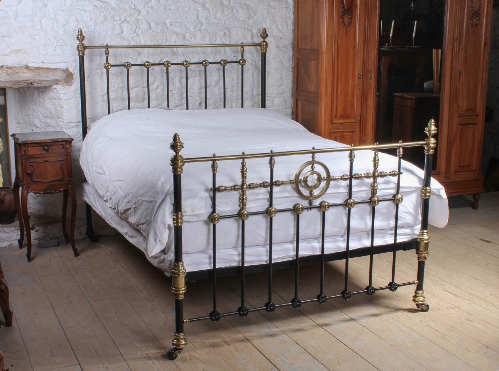 Handsome Victorian king size brass and iron bed
