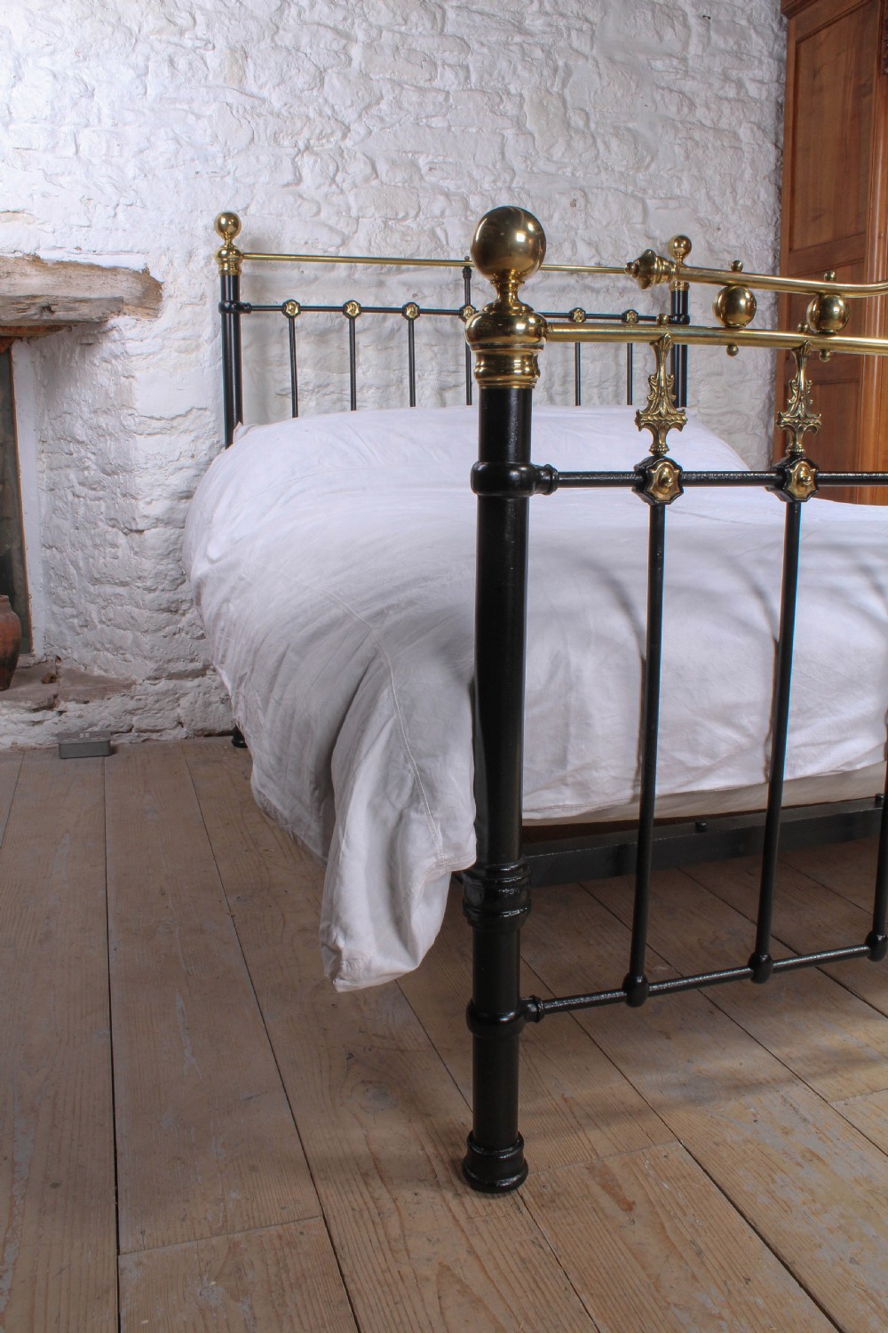 Classic Victorian iron and decorative brass double bed View III