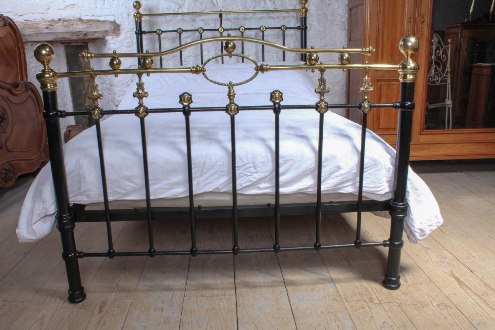 Classic Victorian iron and decorative brass double bed View IV