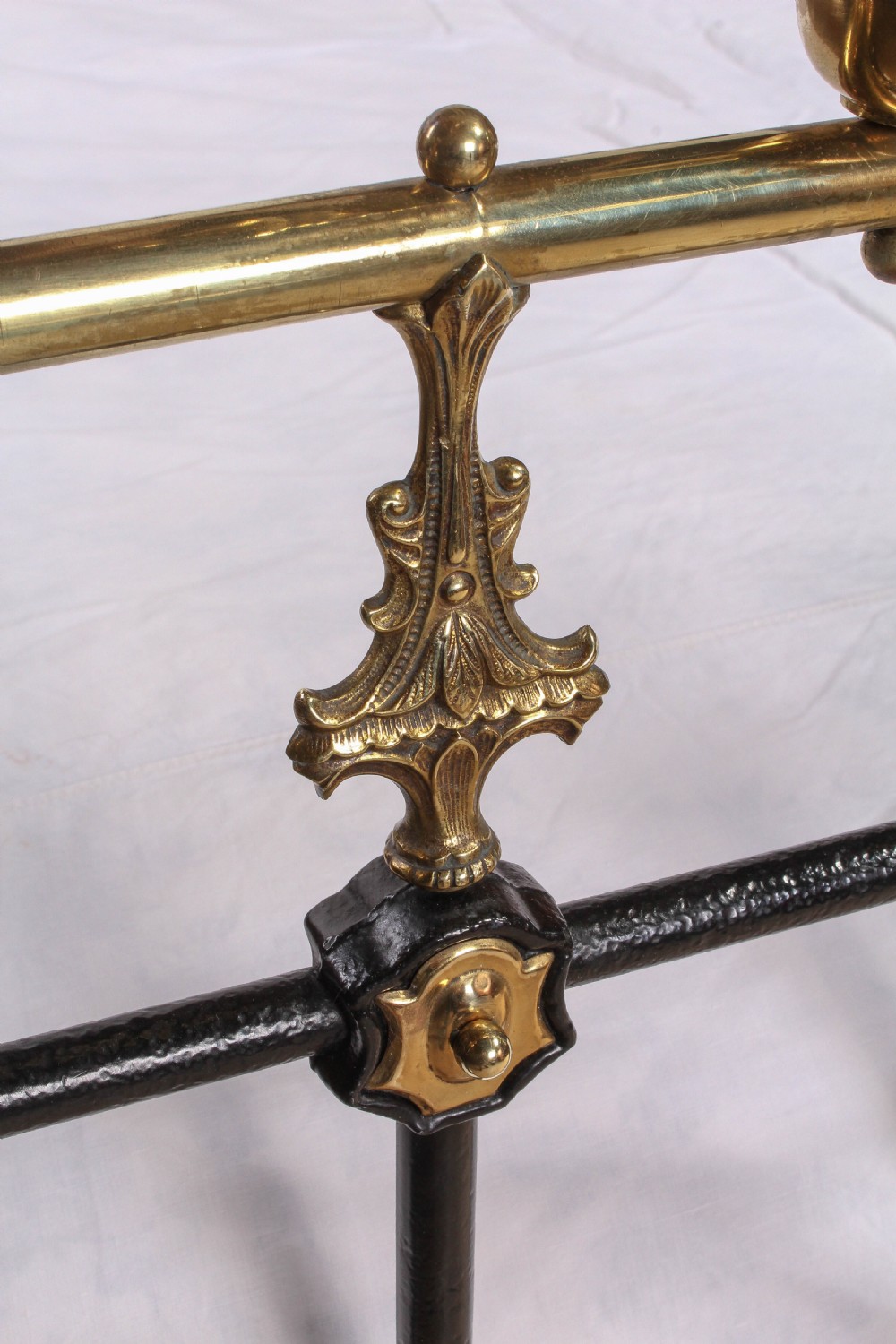 Classic Victorian iron and decorative brass double bed View VII