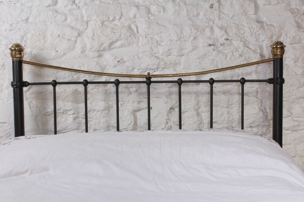 Classic Edwardian dip rail brass and iron bed View V