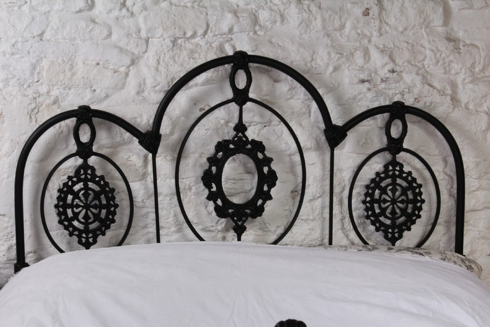 Beautiful early Victorian all iron three hoop double bed View II