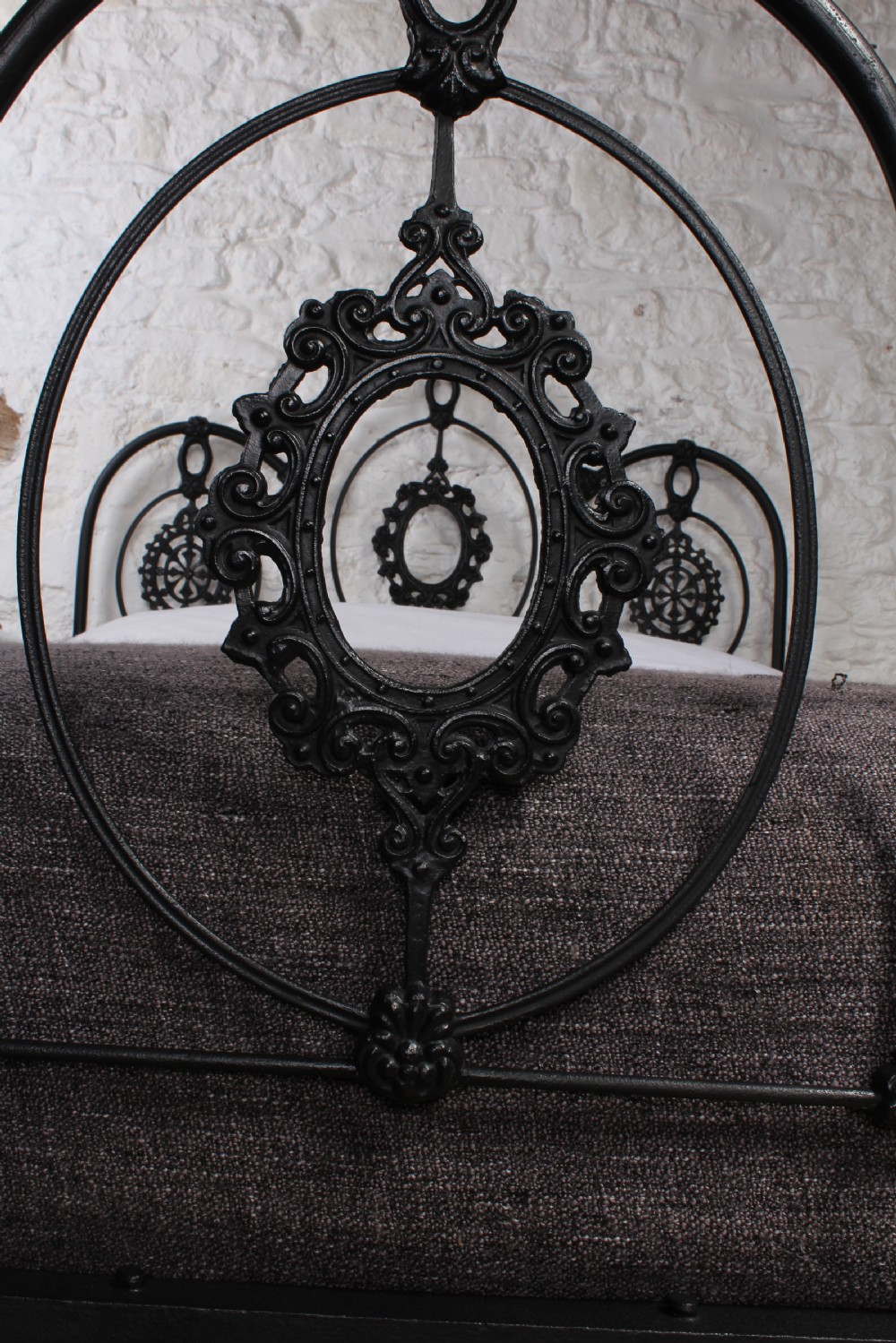 Beautiful early Victorian all iron three hoop double bed View III