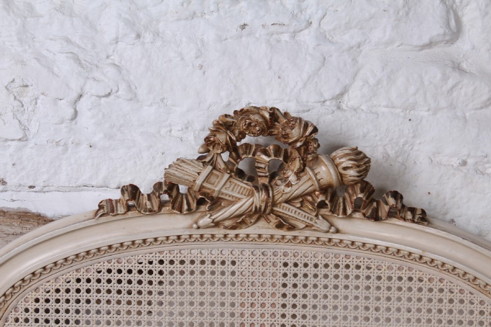 Striking pair of French Empire style caned single beds View II