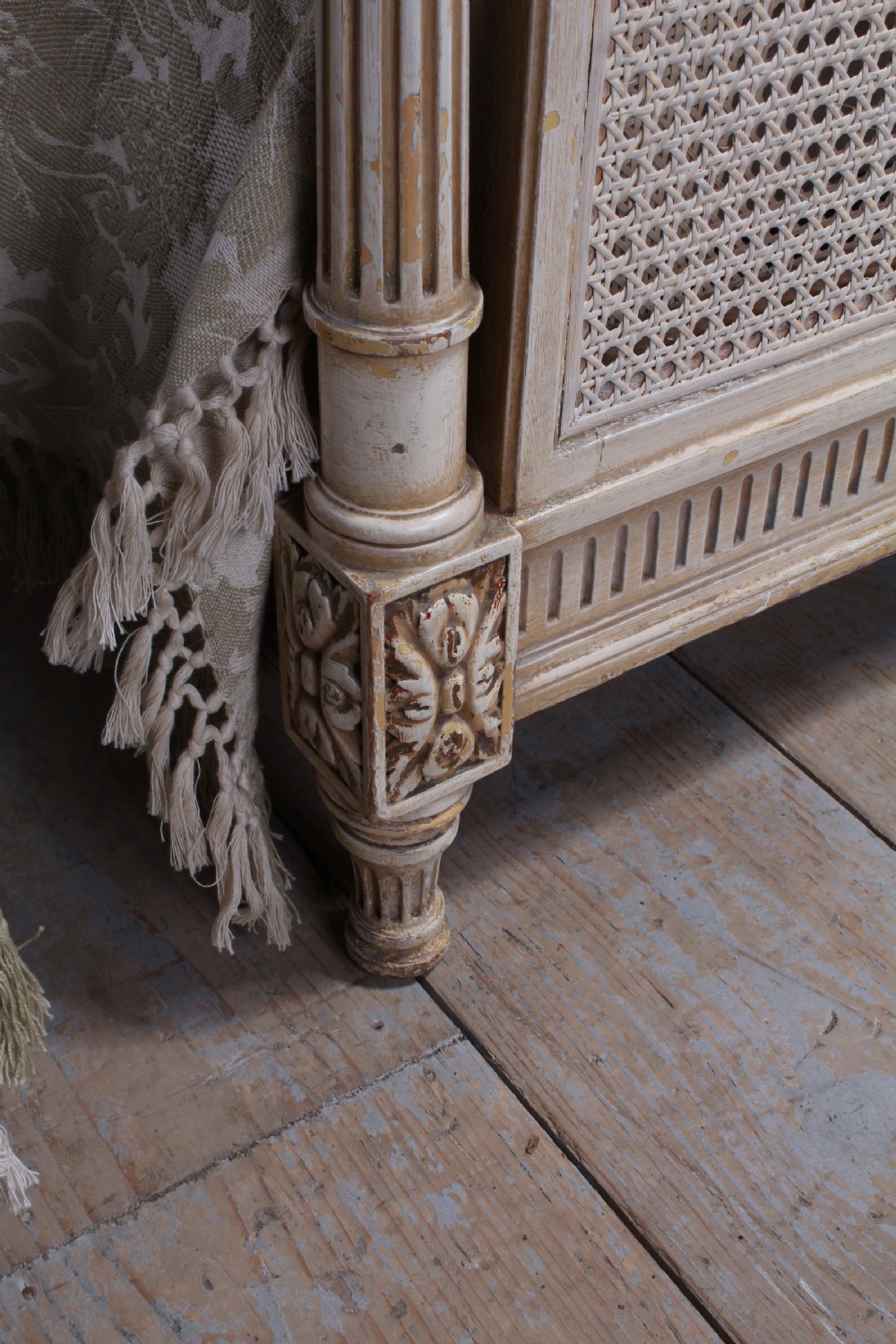 Striking pair of French Empire style caned single beds View VIII