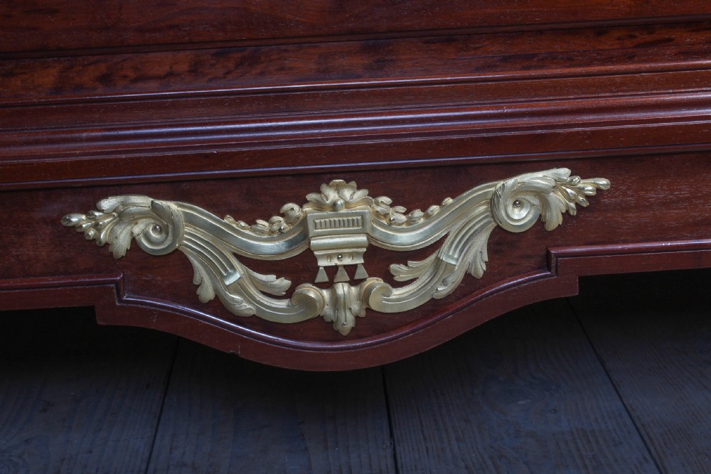 Magnificent Louis XV1 style bed with flame mahogany panels View VI