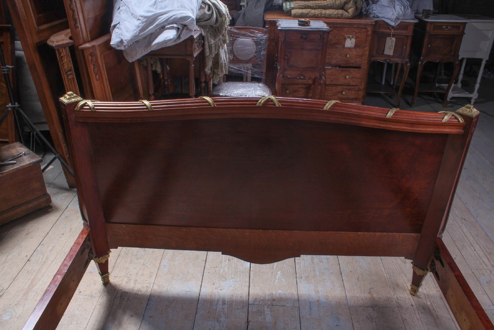 Magnificent Louis XV1 style bed with flame mahogany panels View X