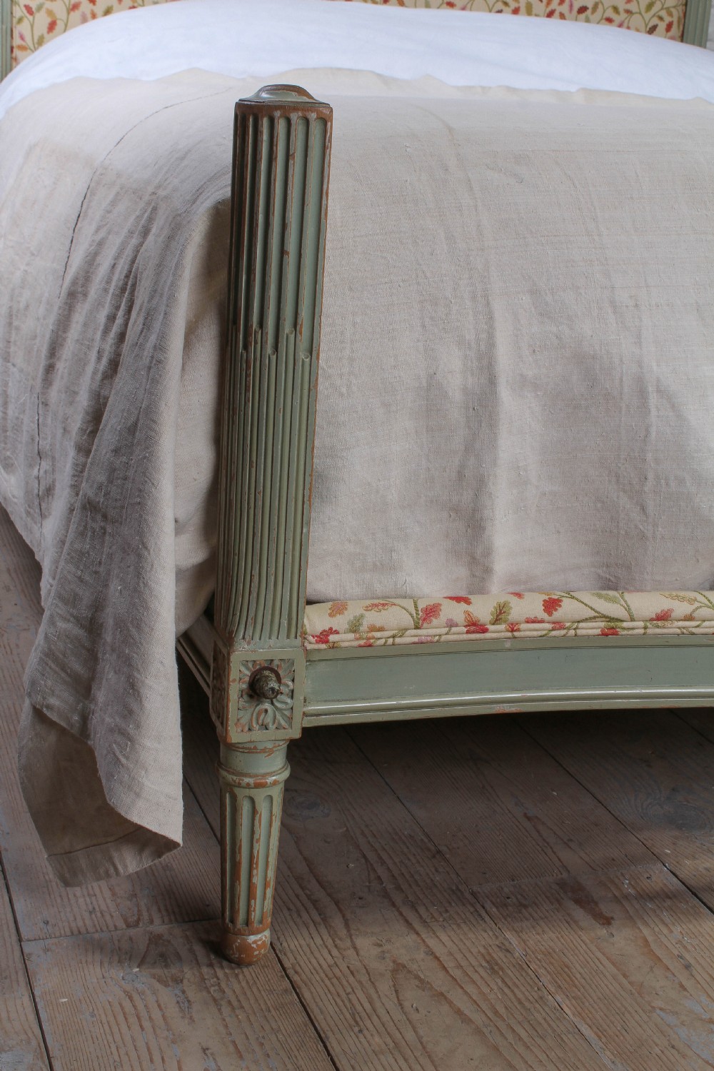 Unusual upholstered French king size low end bed View II