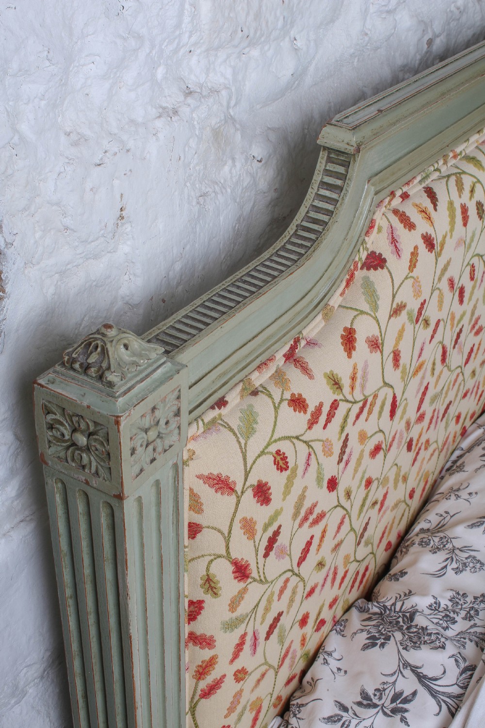Unusual upholstered French king size low end bed View V