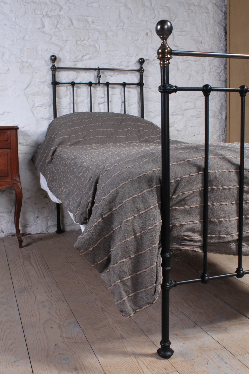 Classic Victorian small single brass and iron bed View II