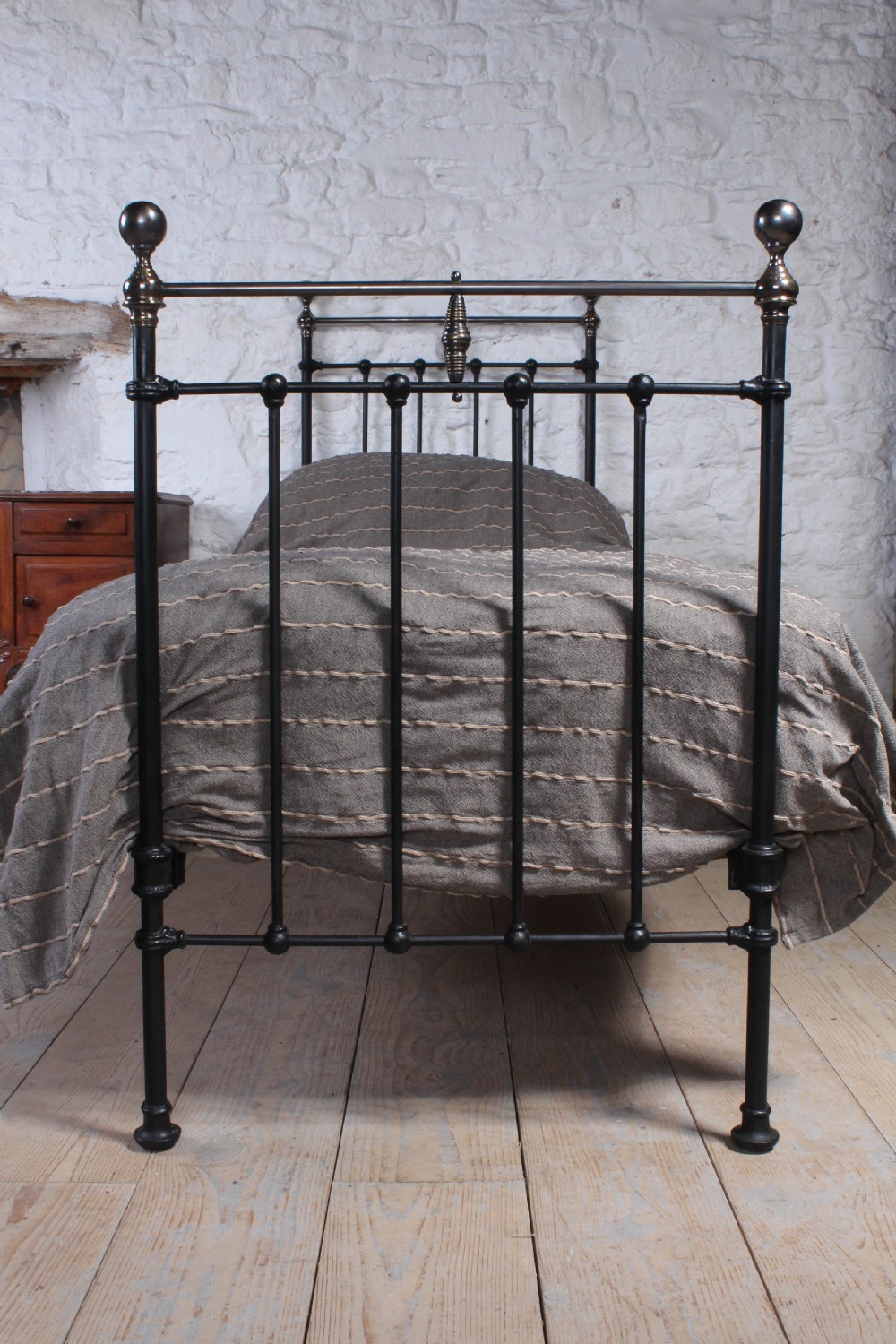 Classic Victorian small single brass and iron bed View IV