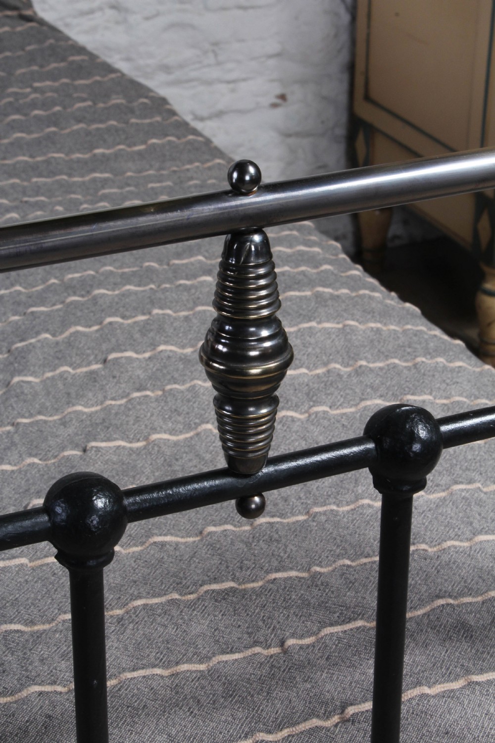 Classic Victorian small single brass and iron bed View V