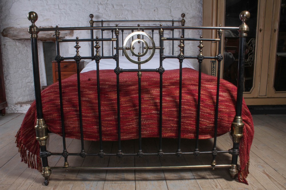 Handsome All original Victorian brass and iron double bed View V