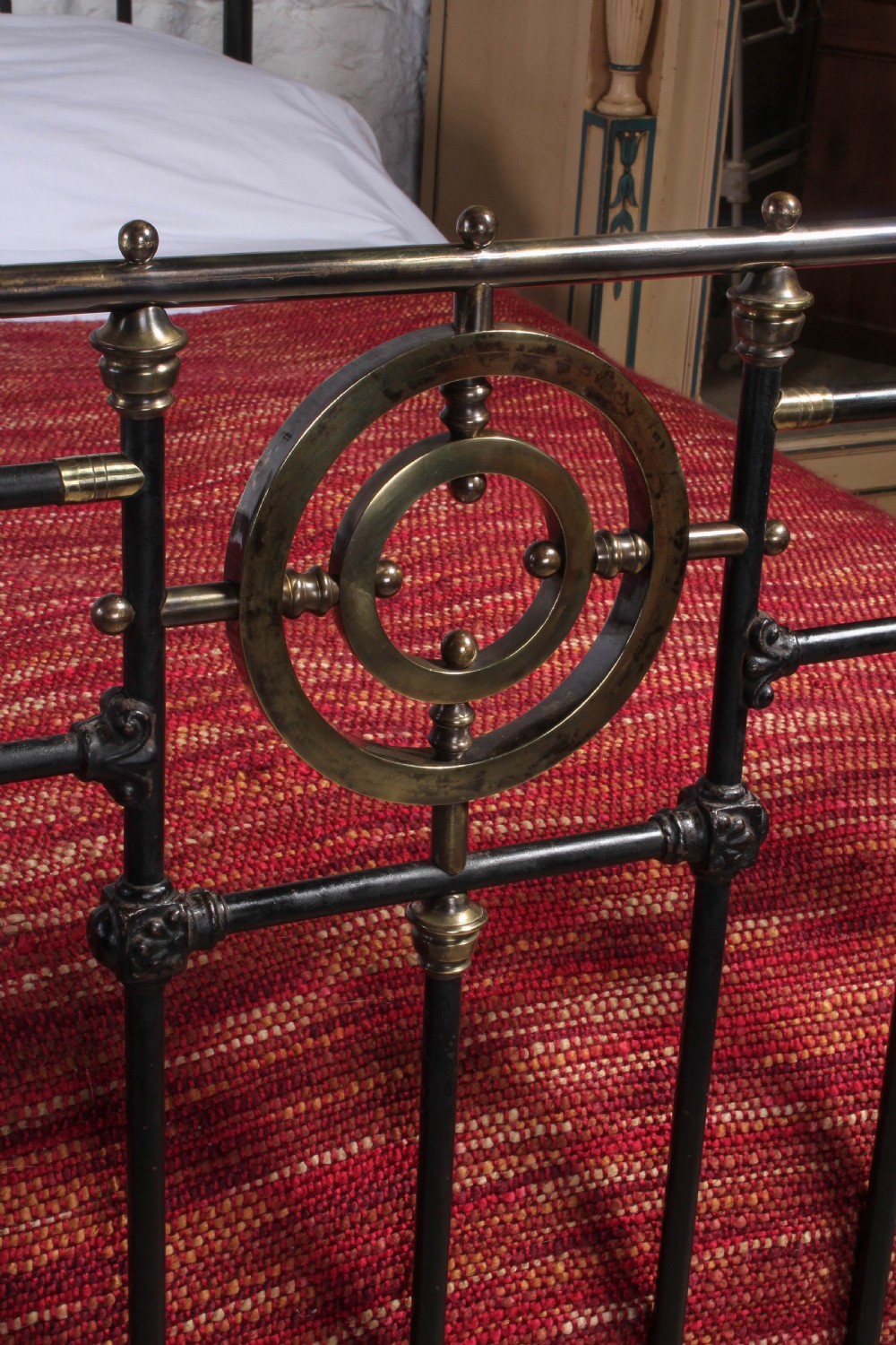 Handsome All original Victorian brass and iron double bed View VI