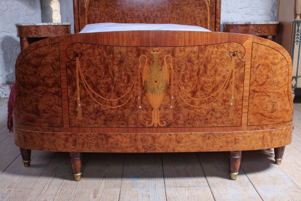 Exceptional quality Art Deco style European double bed and bedsides View III