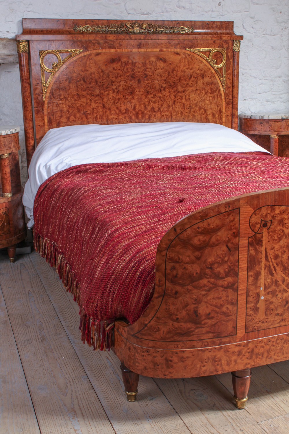 Exceptional quality Art Deco style European double bed and bedsides View V