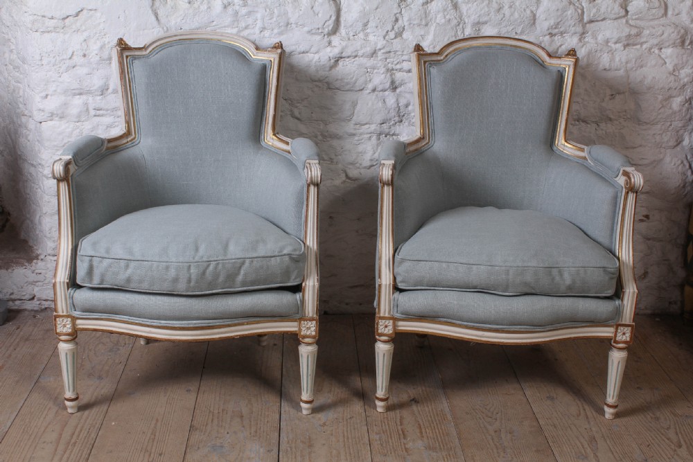 Pretty pair of newly upholstered  french salon chairs View II