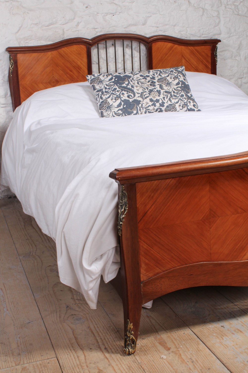 Unusual low height walnut veneer king size bed View VII