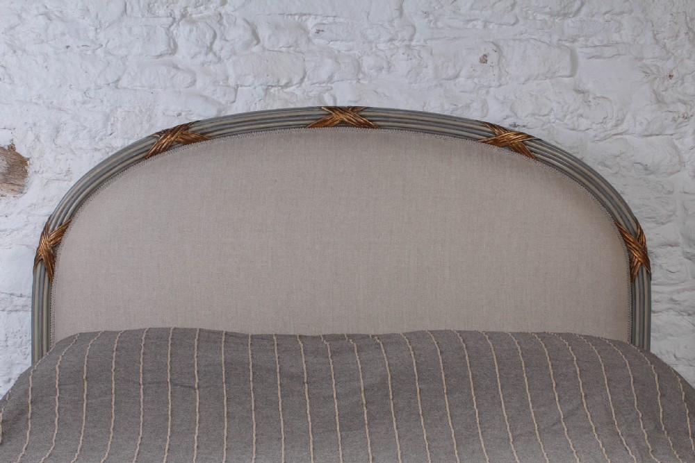 Gilded and original paint work new;y upholstered king size bed View II
