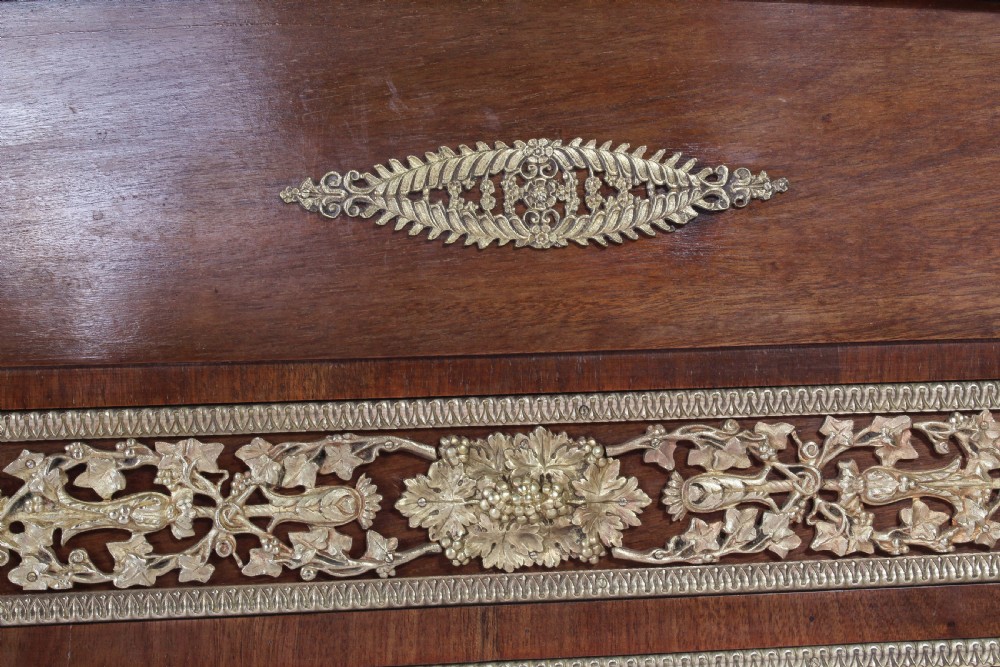 Fabulous mahogany and walnut decorated Empire style king size bed and bedside View IV