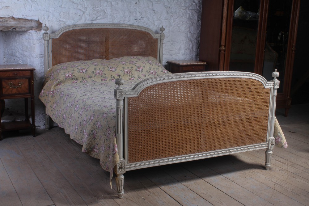 Lovely French king size caned bergere bed