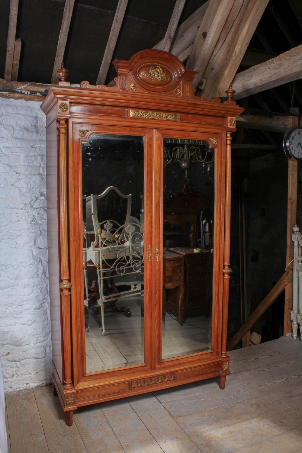 Louis XVI style big  king size bed and matching armoire View III