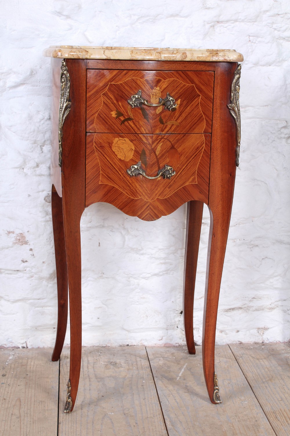 Pretty pair of marquetry bedsides View II
