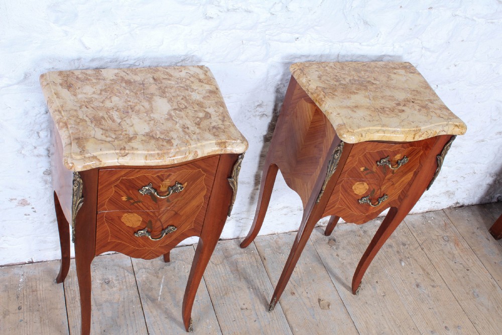 Pretty pair of marquetry bedsides View IV