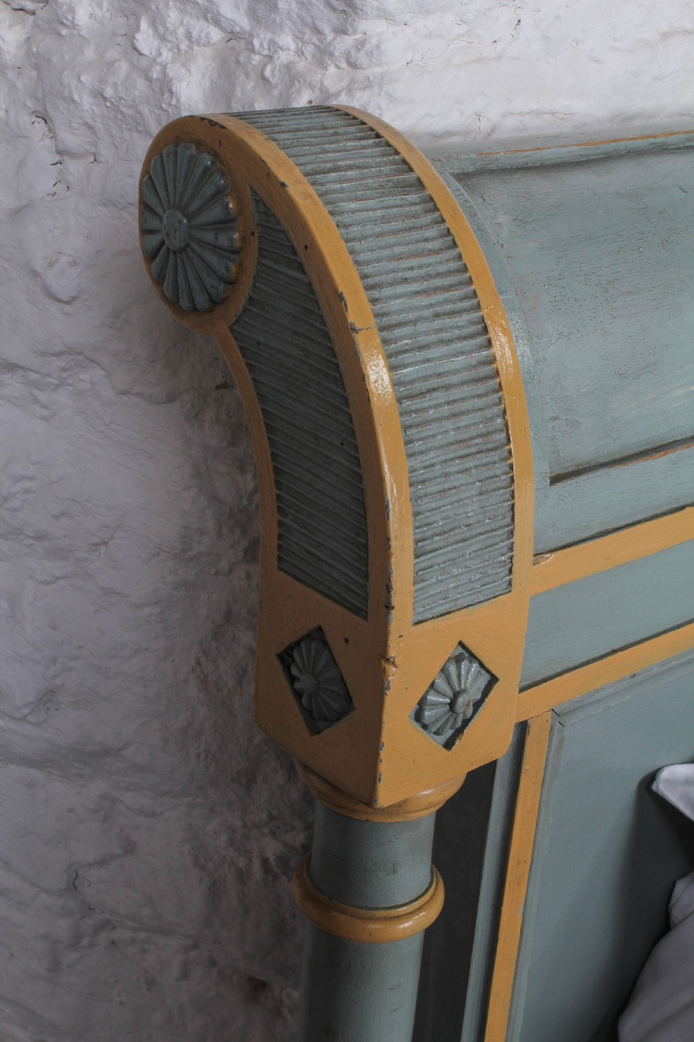 Matching pair of painted French Directoire single beds View III