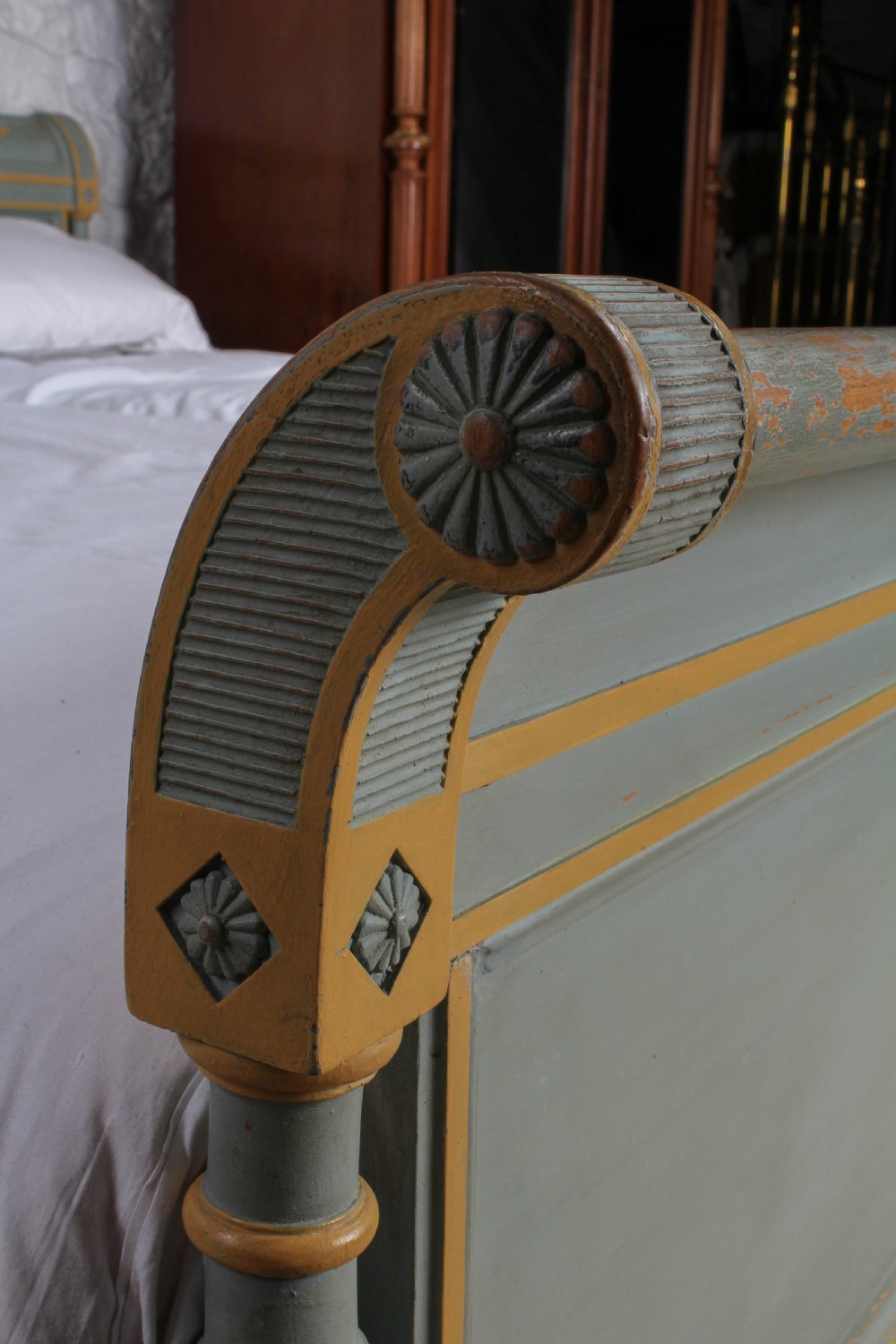 Matching pair of painted French Directoire single beds View VII