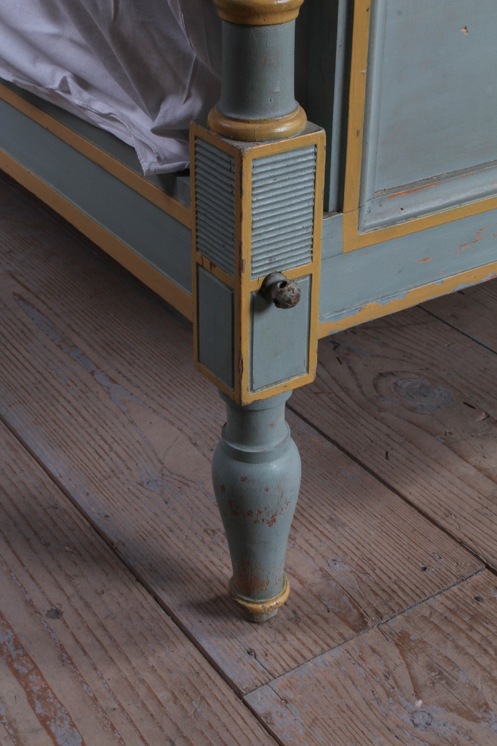 Matching pair of painted French Directoire single beds View VIII