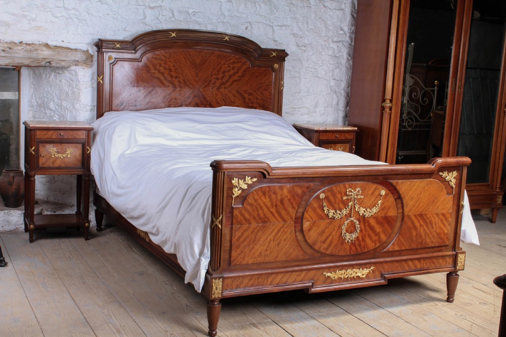 King size French mahogany bed with matching bedsides