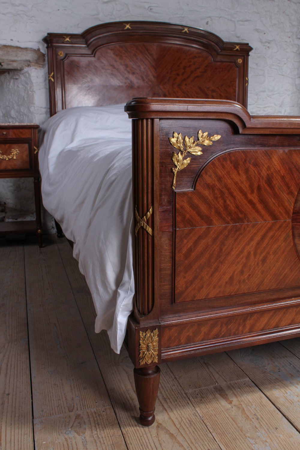 King size French mahogany bed with matching bedsides View II