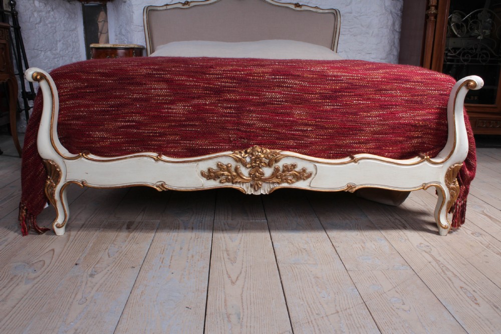Newly upholstered French Louis XV style  king size bed View II