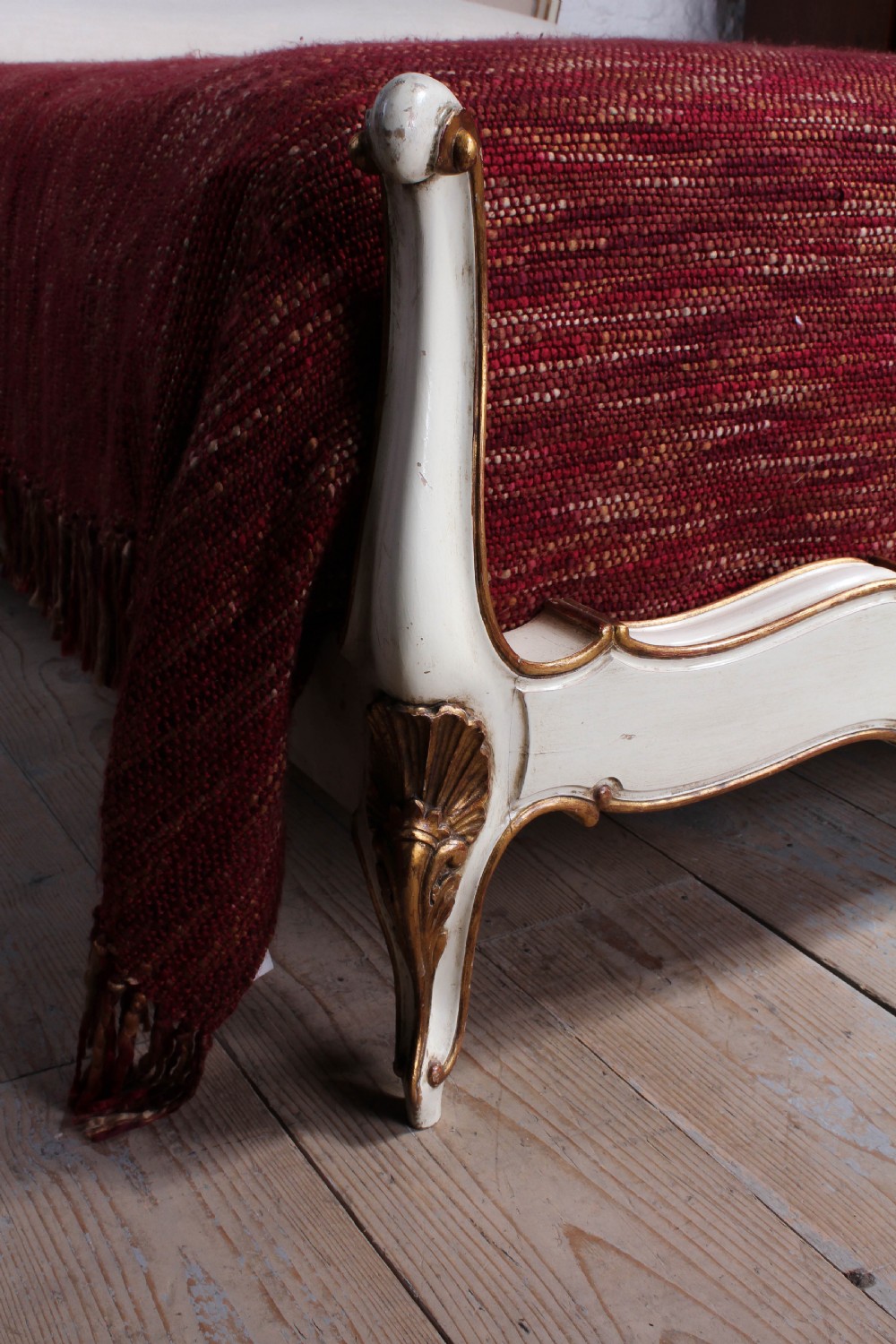 Newly upholstered French Louis XV style  king size bed View III