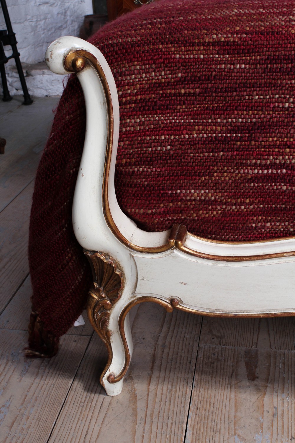 Newly upholstered French Louis XV style  king size bed View V