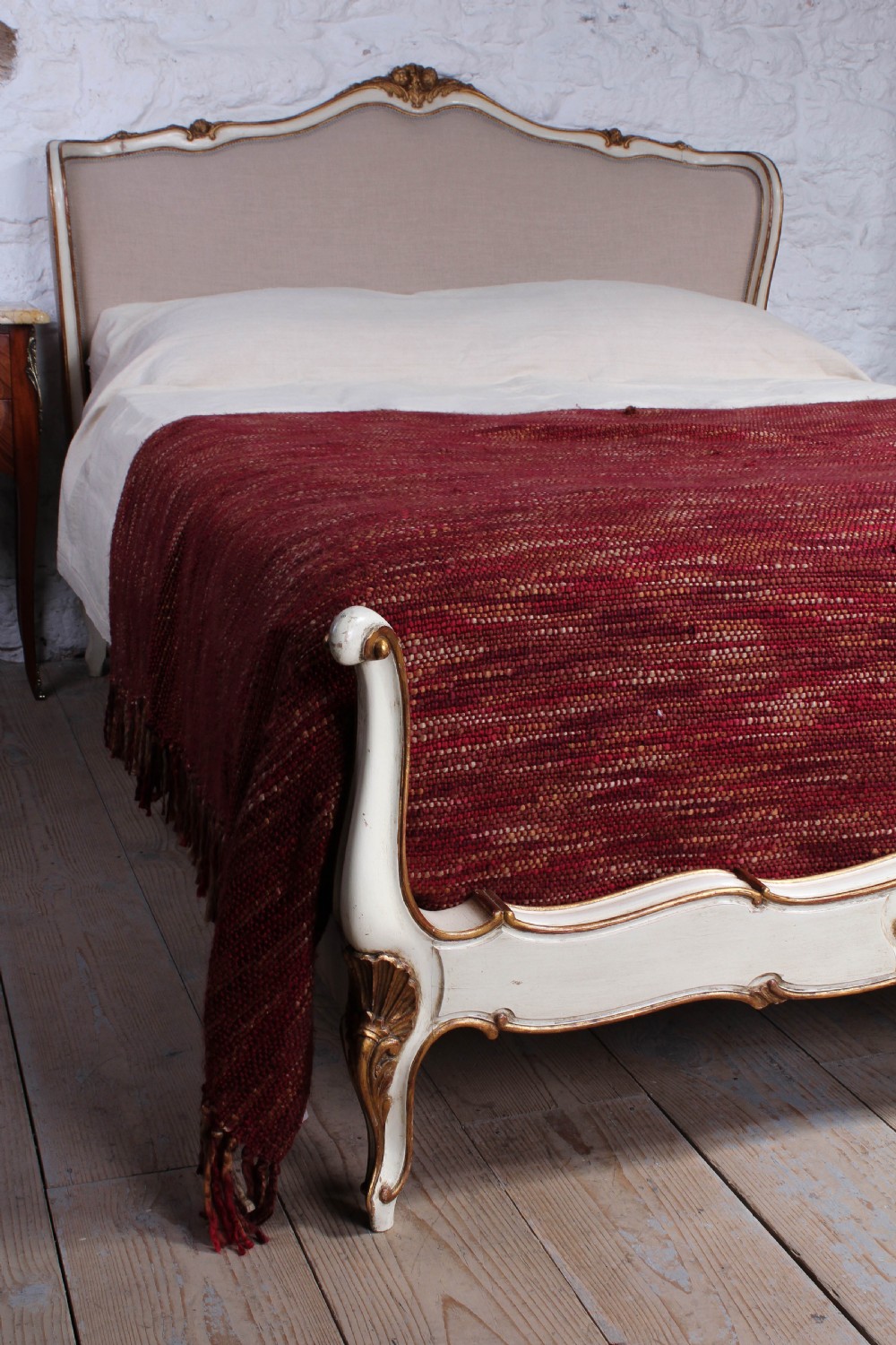 Newly upholstered French Louis XV style  king size bed View IX