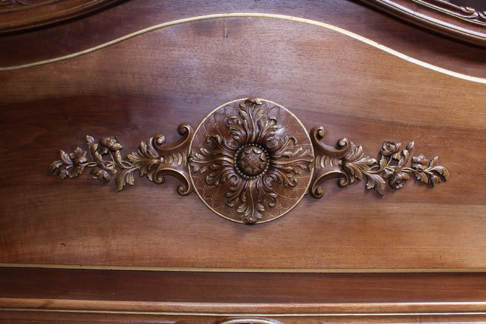 Beautiful solid walnut carved and gilded Louis XV style king size bed View III