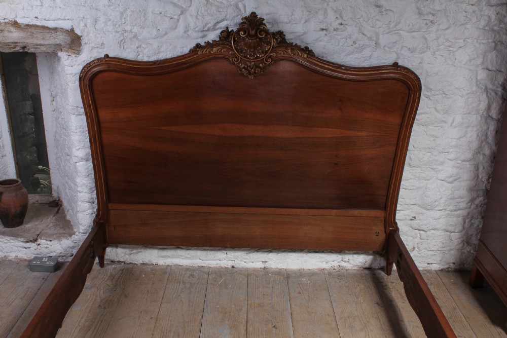 Beautiful solid walnut carved and gilded Louis XV style king size bed View X